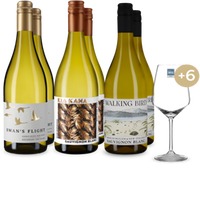 Sauvignon-Blanc deluxe: 3x2 Flaschen + 6 Gläser im Set