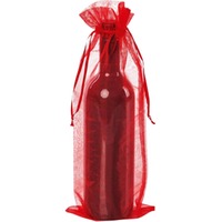 Flaschenbeutel Organza rot mit Zugband ohne Inhalt