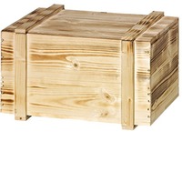 6er Holzkiste mit Schiebedeckel und Leisten geflammt