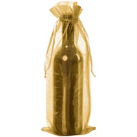 Flaschenbeutel Organza gold mit Zugband ohne Inhalt