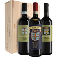 Holzkiste Fattoria dei Barbi mit Rosso dei Barbi, Brunello und Rosso di Montalcino