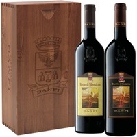 Holzkiste Banfi mit Brunello und Rosso di Montalcino