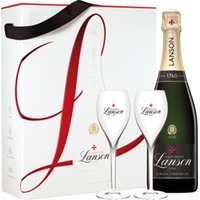 Champagner Lanson - Le Black Création - Mit Etui 2 Flûtes