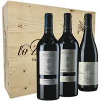 Holzkiste Lo Zoccolaio mit Barbera Suculé, Baccanera und Barolo