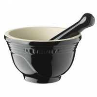 Mörser - Steinzeug schwarz glänzend