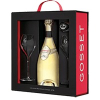 Gosset : Coffret Grand Blanc de Blancs 2 Flûtes et 1 Bouchon