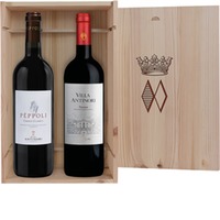 Holzkiste Antinori mit Pèppoli und Villa Antinori Rosso