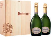 Champagner Geschenkset - R De Ruinart Brut - In Holzkiste - 2 Fl
