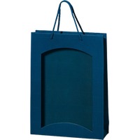 3er Papiertüte blau mit Sichtfenster TU 3601
