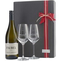Weinpaket mit Gläsern, Weißwein Faubel mit 2 Weißweingläsern