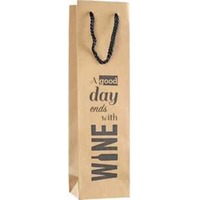 Geschenktüte aus Kraftpapier natur mit Schriftzug für 1 Flasche