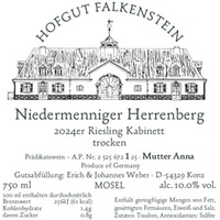 Riesling Kabinett trocken Niedermenniger Herrenberg (Fass "Mutter Anna" AP1) HOFGUT FALKENSTEIN