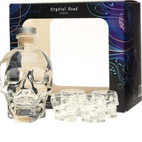 (77,00€/1l) Crystal Head Vodka 0,7 Liter 40 % Vol. mit 4 Shot-Gläsern