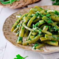 Grüne Bohnen-Komposition mit Schalottenbutter – Dreierlei Bohnensorten sous vide