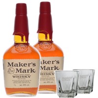(29,95€/1l) Makers Mark Red Wax Connoisseur Set - 2x 1 Liter und 2x Tumblerglas