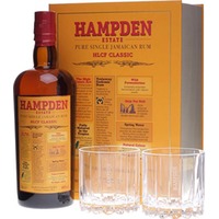 (114,14€/1l) Hampden HLCF Classic Pure Single Jamaican Rum Geschenkset mit 2 Gläsern 0,7 Liter 60 % Vol