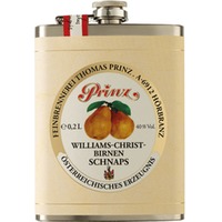 Prinz Williams-Birnen Schnaps im Edelstahl-Flachmann 40%