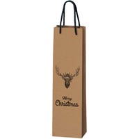 1er Kraftpapiertüte "Hirsch mit Mütze" Merry Christmans