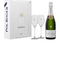 Pol Roger : Coffret Brut Réserve & 2 Flutes Lehmann Absolus