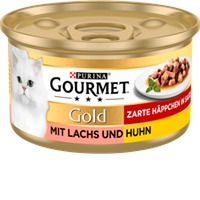 Purina Gourmet Gold Zarte Häppchen in Sauce mit Lachs & Huhn
