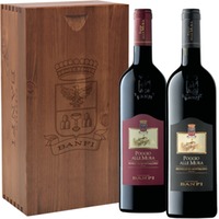 Holzkiste Banfi „Poggio alle Mura“ mit Brunello und Rosso di Montalcino