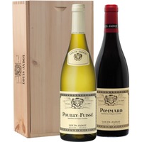 Holzkiste Louis Jadot mit Pouilly-Fuissé und Pommard