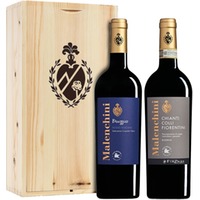 Holzkiste Malenchini "I Cru" mit Chianti Riserva und Rosso Bruzzico