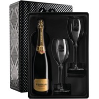Ferrari Perlé Trento DOC Brut 0,75 ℓ, Geschenkset mit Sektgläsern