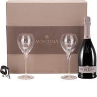 Montina Franciacorta DOCG Demi-Sec Rosé 0,75 ℓ, Geschenkset mit Gläsern