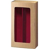 Geschenkkarton Offene Welle natur/bordeaux mit Fenster für 2 Flaschen