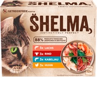 Shelma Katzenfutter Lachs/Rind/Huhn/Kabeljau