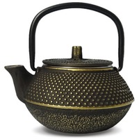 Teekanne Lushan, Gusseisen schwarz-gold, 300 ml mit Edelstahlsieb