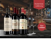 3x2 Flaschen St. Émilion Grand Cru + 2 Gläser