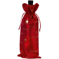 Flaschenbeutel mit Foliendruckrot,gold "Frohe Weihnachten"