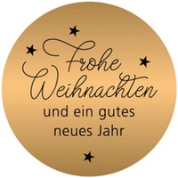Klebeetikett rund gold Weihnachtswünsche